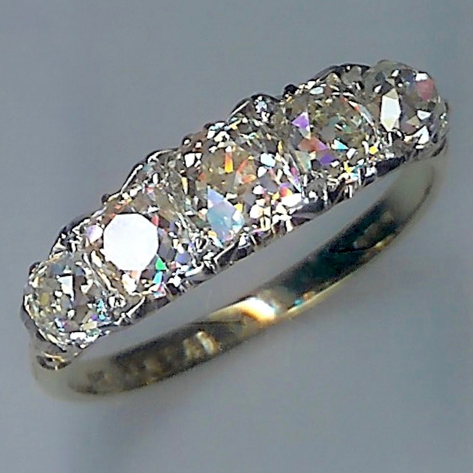 Victorian 5 Stone Rose-Cut Diamond Ring